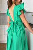 Ruffles Empire Waist Tie Backless Dress