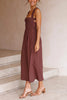 Elastic Shirred Bodice Cross Back Pocket Dress