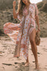 Boho Print Bat Slit Maxi Dress