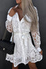 Hollow Lace Button Long Sleeve Shirt Dress