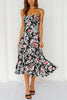 Floral Tie Straps Ruffles Midi Dress