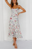 Floral Tie Straps Ruffles Midi Dress