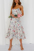 Floral Tie Straps Ruffles Midi Dress