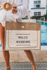HELLO WEEKEND Jute Tote Bag