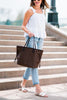 Check Tote Handbag with Clutch Wallet