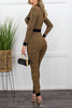 Gold Thread Button Up Bodycon Jumpsuit