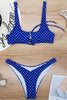 Dot Print Lace Up Bikini Set