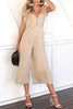 Button Pocket V Neck Jumpsuit