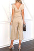 Button Pocket V Neck Jumpsuit