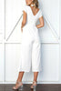 Button Pocket V Neck Jumpsuit