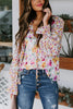 Floral Button Cuffed Sleeve Blouse