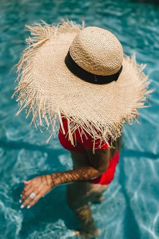 Ripped Hem Wide Brim Hat