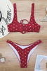 Dot Print Lace Up Bikini Set