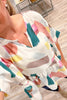 Print Cuffed Sleeves Peplum Blouse