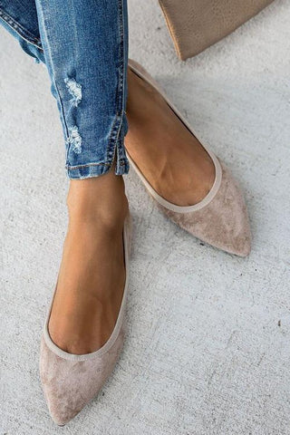 Faux Suede Pointed Toe Flats