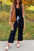 Pockets Drawstring Sleevelss Jumpsuit