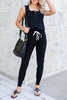 Button Sleeveless Drawstring Jumpsuits
