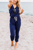 Button Sleeveless Drawstring Jumpsuits