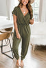 V Neck Drawstring Pockets Jumpsuits