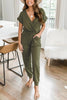 V Neck Drawstring Pockets Jumpsuits