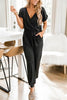 V Neck Drawstring Pockets Jumpsuits
