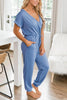 V Neck Drawstring Pockets Jumpsuits