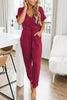 V Neck Drawstring Pockets Jumpsuits
