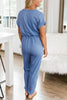 V Neck Drawstring Pockets Jumpsuits