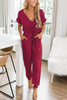 V Neck Drawstring Pockets Jumpsuits