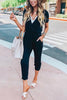 V Neck Drawstring Pockets Jumpsuits