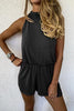 Solid Sleeveless Open Back Romper