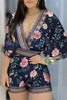 Print V Neck Bat Romper