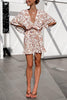 Print V Neck Button Bat Romper