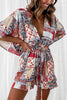 Print V Neck Button Bat Romper