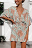 Print V Neck Button Bat Romper