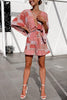 Print V Neck Button Bat Romper