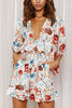Print V Neck Button Bat Romper