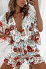 Print V Neck Button Bat Romper