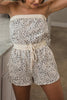 Leopard Strapless Drawstring Romper
