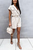 Lapel Pockets Bleted Romper