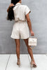 Lapel Pockets Bleted Romper