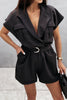 Lapel Pockets Bleted Romper