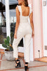 Ruffles Sqaure Neck Bleted Jumpsuits