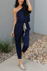 One Shoulder Drawstring Jumpsuits