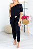One Shoulder Drawstring Jumpsuits