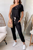 One Shoulder Drawstring Jumpsuits