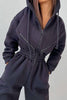 Zip Up Drop Shoulder Hooded Jumpsuit
