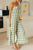 Plaid Wide Leg Slip Jumpsuits