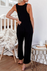 Buckle U Neck Pockets Jumpsuits