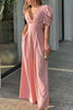 V Neck Puff Sleeve Belted Jumpsuit